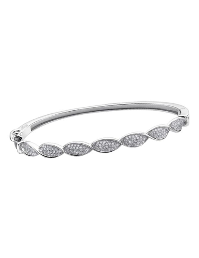 Lotus Silver Bracelet rigide en argent et zirconium