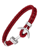 Lotus Style Bracelet Pour Homme en cuir rouge et fermoir en acier