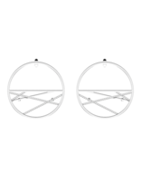 Les Georgette Boucle d'Oreilles Liens créoles  argentées serties de zirconium