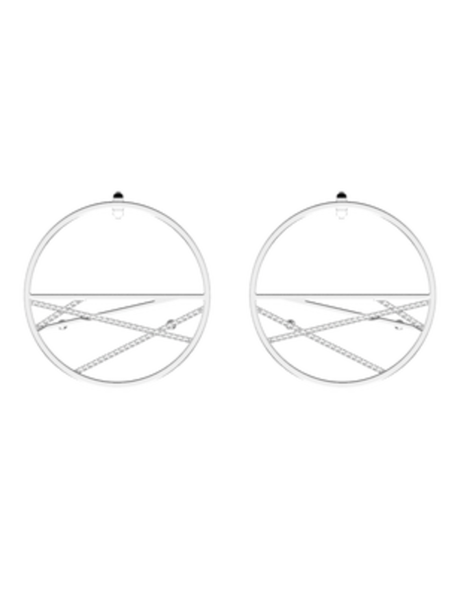 Les Georgette Boucle d'Oreilles Liens créoles  argentées serties de zirconium