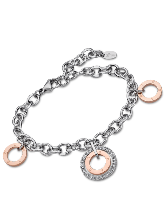 Lotus Style Bracelet Bicolor argent et doré pour Femme en acier inoxydable