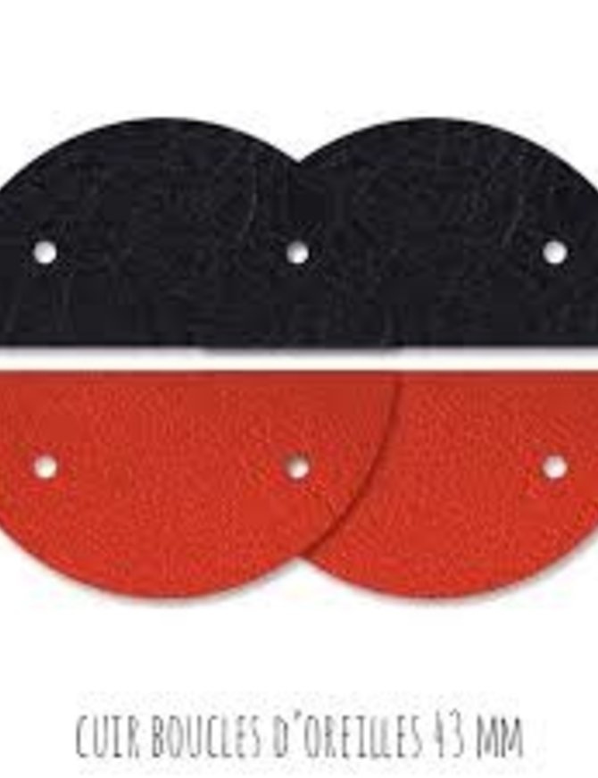 Les Georgette Cuir Les Georgettes Boucles d'oreilles  43 mm Corail/Marine métalisé