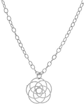 Thabora Collier Argent Pendentif Rosace diamantée 40 + 5 cm