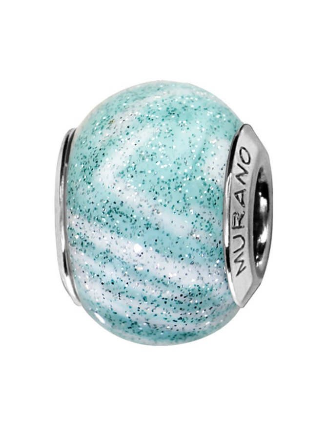 Thabora Charms coulissant argent rhodié Murano pastel fond paillete
