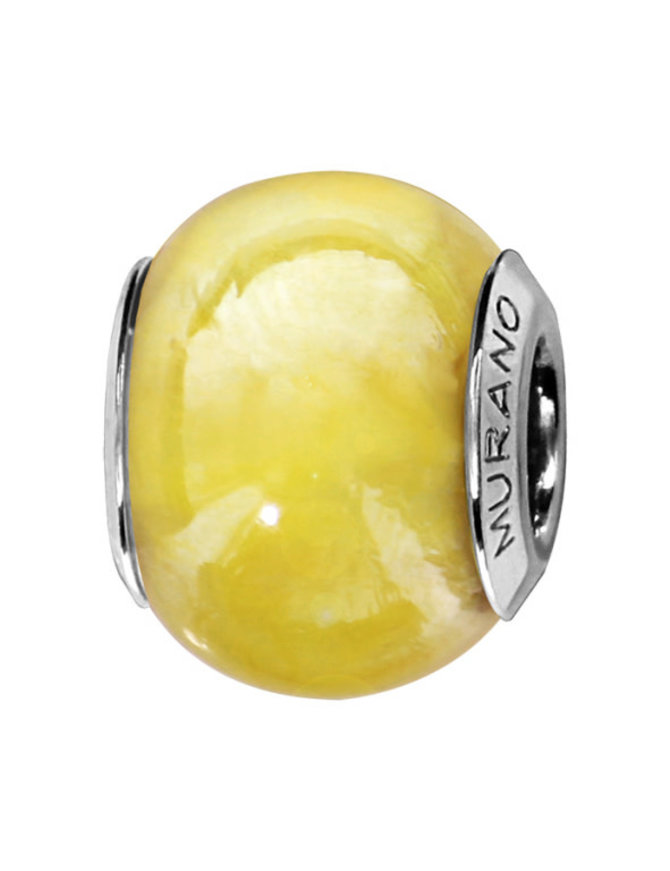 Thabora Charms coulissant argent rhodié Murano Jaune Nacré