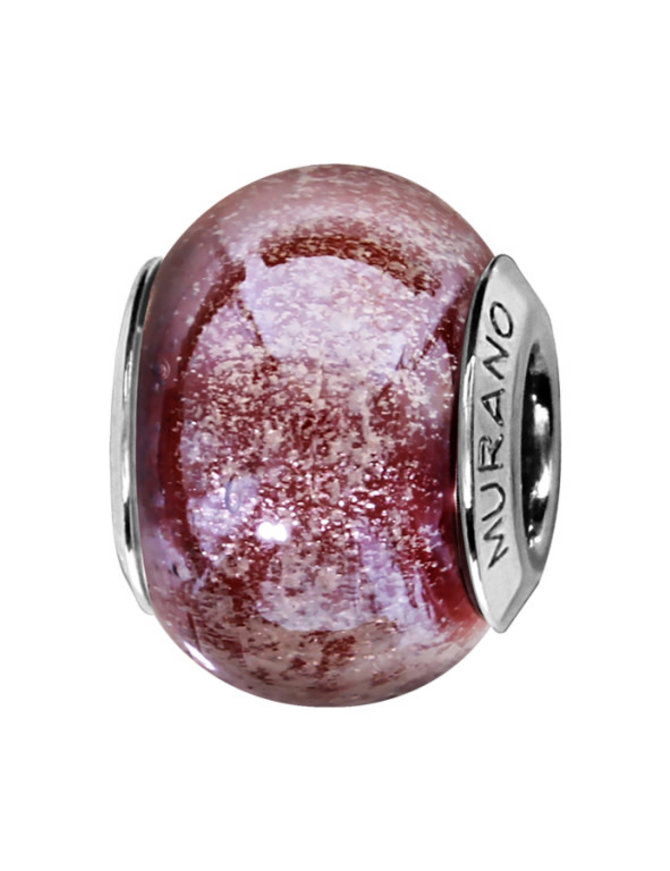 Thabora Charms coulissant argent rhodié Murano vieux rose pailleté