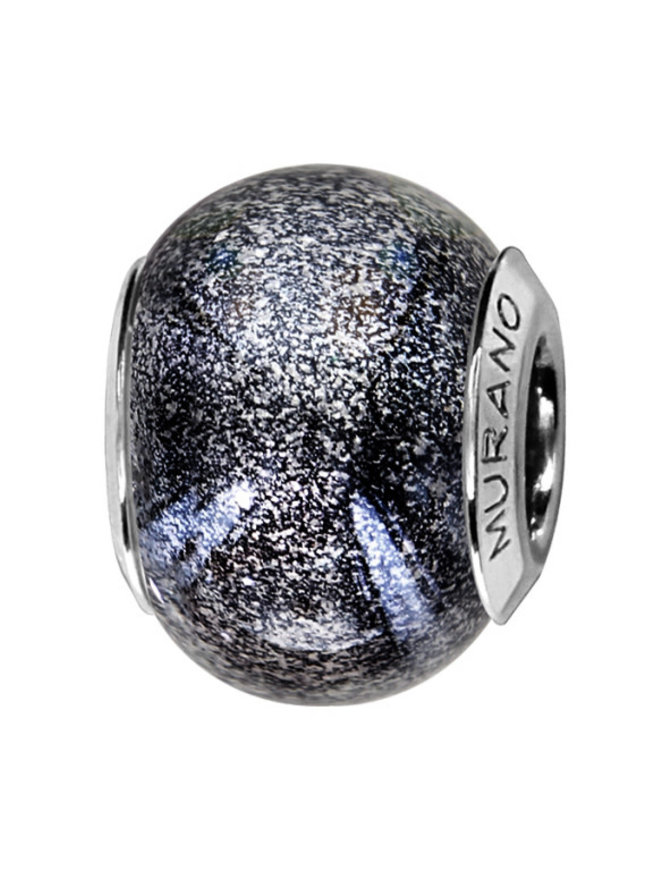 Thabora Charms coulissant argent rhodié Murano Gris pailleté nacré