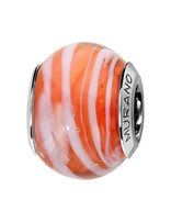 Thabora Charms coulissant argent rhodié Murano Orange filet blanc