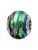 Thabora Charms coulissant argent rhodié Murano bleu raynure vert et marron