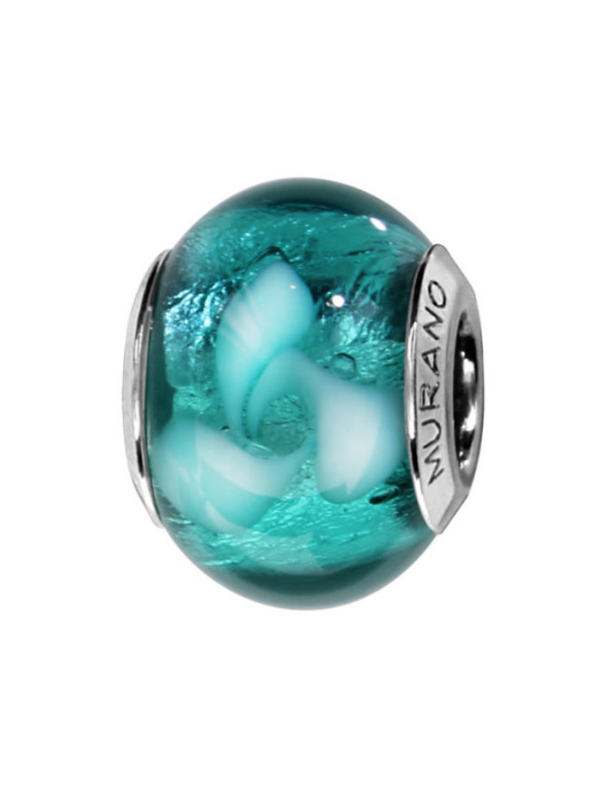 Thabora Charms coulissant argent rhodié Murano véritable vert motif