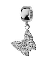 Thabora Charms coulissant argent rhodié papillon avec pierres blanche synthétique