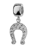 Thabora Charms coulissant argent rhodié suspendu fer à cheval avec pierres blanches synthétique