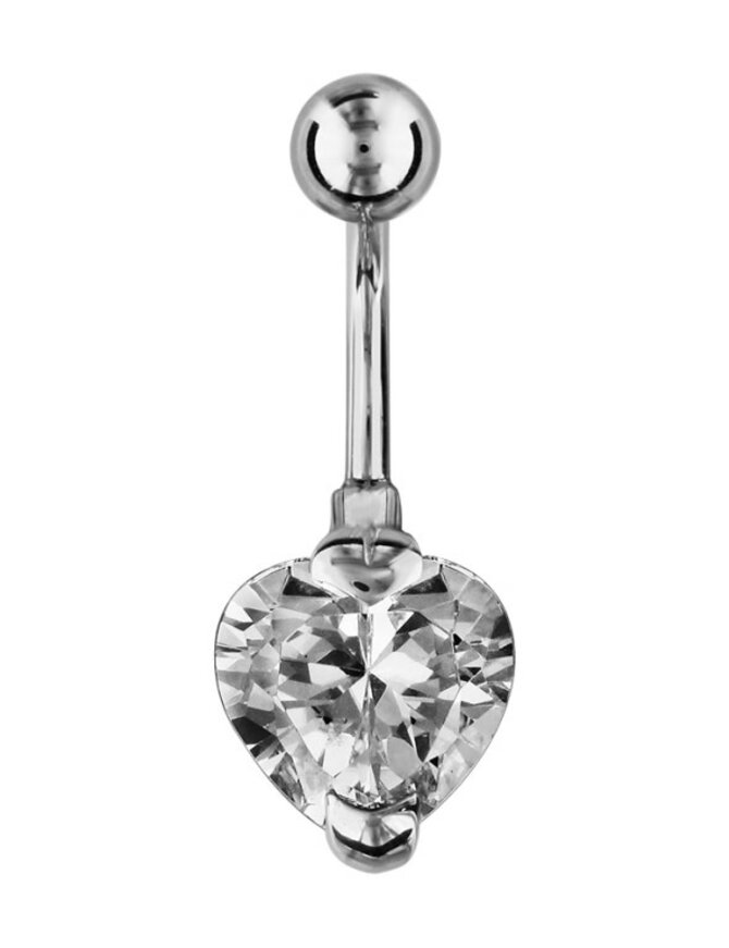 Thabora Piercing nombril coeur pierre blanche synthétique