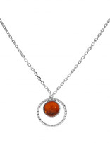 Thabora Collier Argent Pendentif 6 mm Ambre véritable 40 +5 cm