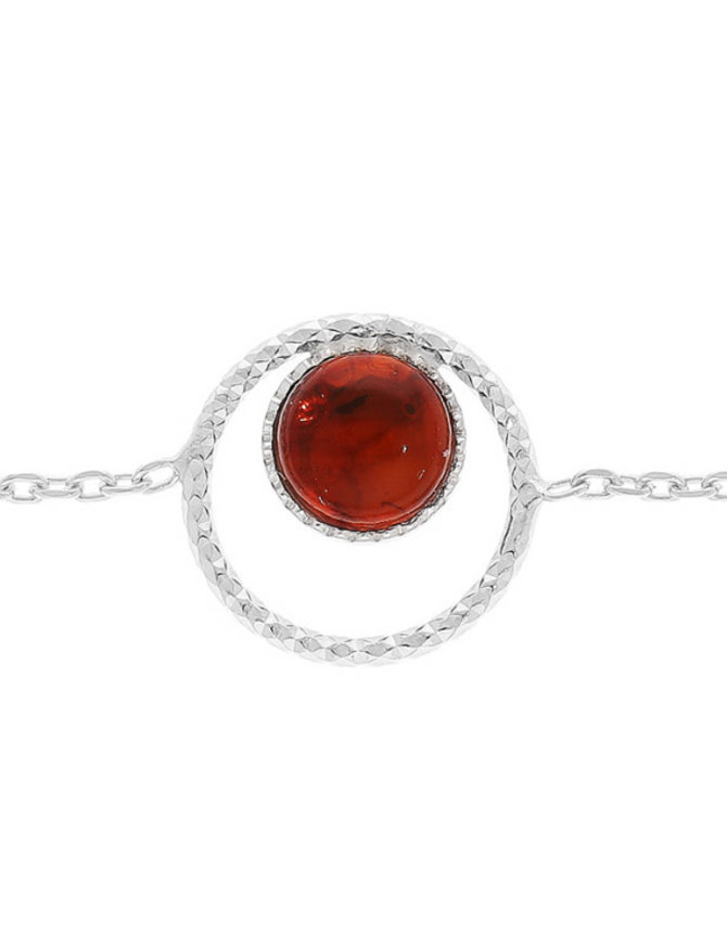 Thabora Bracelet argent rhodié 6 mm Ambre véritable 16 + 3 cm