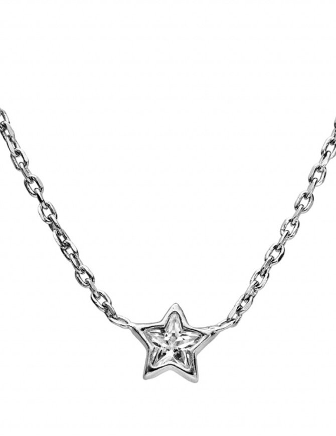 Thabora Collier Argent  Etoile Oxyde blanc  37 + 3 cm