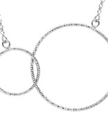 Thabora Collier argent rhodié 2 cercles diamantés entrelacés 42+5 cm