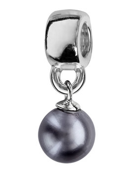 Thabora Charms coulissant argent rhodié suspendu perle grise synthétique 8 mm