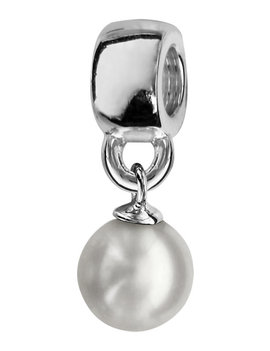 Thabora Charms coulissant argent rhodié suspendu perle blanche synthétique 8 mm