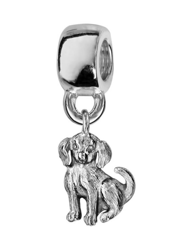 Thabora Charms coulissant argent rhodié suspendu chien recto verso (KIT2)