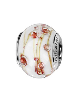 Thabora Charms coulissant argent rhodié Murano Blanc et fil