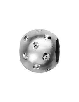 Thabora Charms coulissant argent rhodié boule satinée et diamantée 10x5 mm