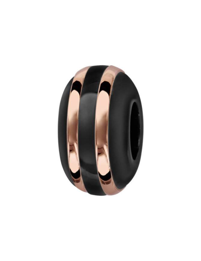 Thabora Charms séparateur céramique noire 2 filets argent et psd rose (KIT2)