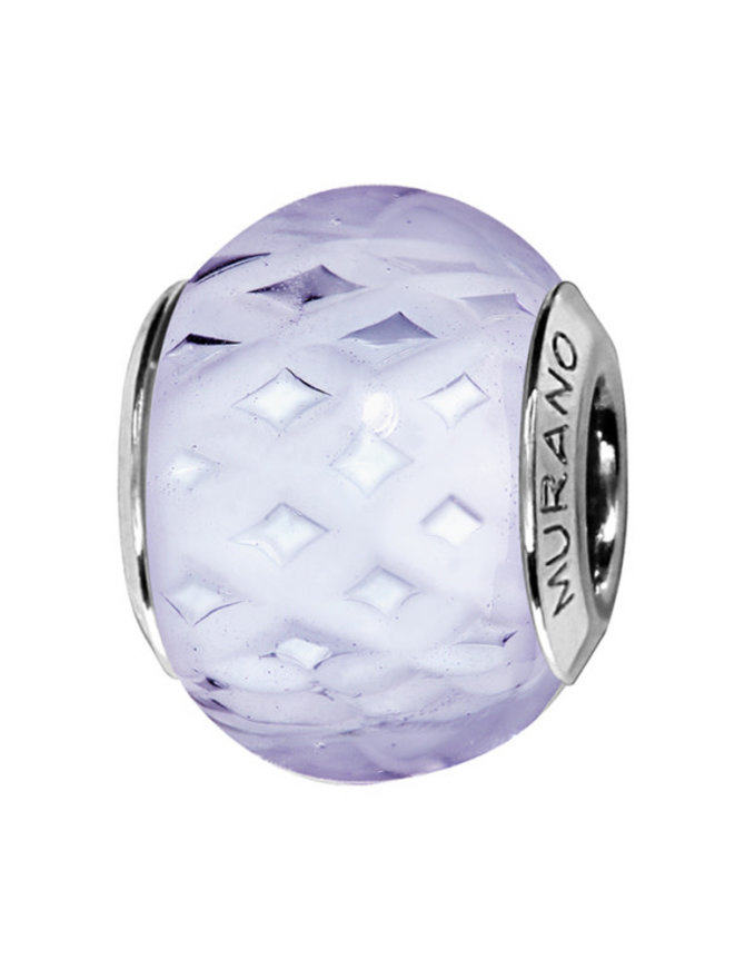 Thabora charms coulissant argent rhodié Murano bleu transparent