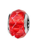 Thabora Charms coulissant argent rhodié verre facette Rouge transparent (KIT9)