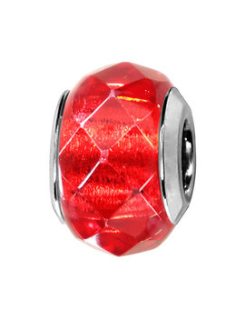 Thabora Charms coulissant argent rhodié verre facette Rouge transparent (KIT9)
