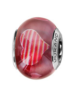 Thabora charms coulissant argent rhodié Murano violet avec coeurs