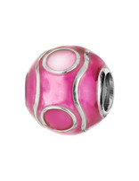 Thabora Charms coulissant argent rhodié Zig Zag résine fuchsia