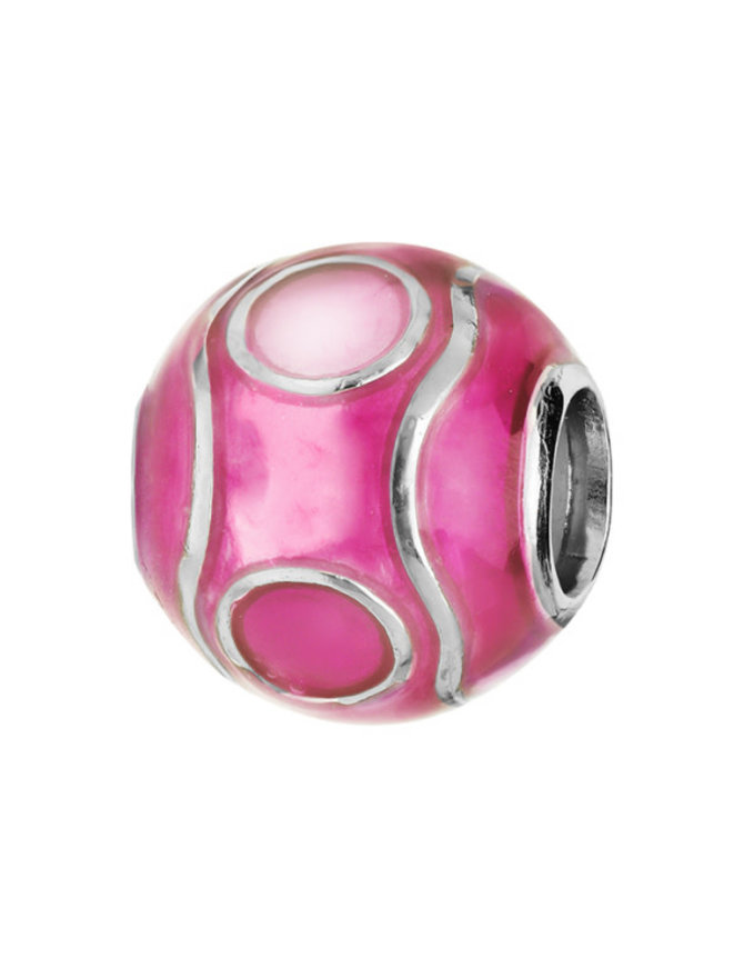Thabora Charms coulissant argent rhodié Zig Zag résine fuchsia