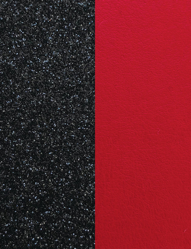 Les Georgette Cuir Boucles d'oreilles  30 mm Paillettes noires/Rouge