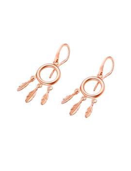 Lotus Silver Boucles d'oreilles Argent Doré Rose Plumes