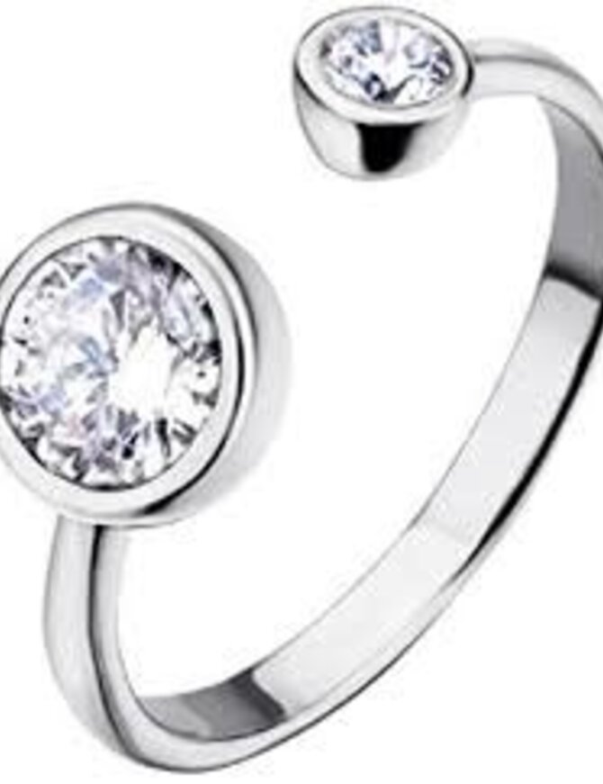 Lotus Silver Bague Lotus Argent rhodié avec Zircone