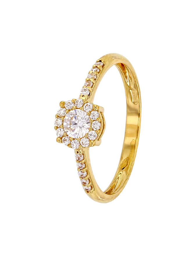 Bague or jaune 18ct serti de zirconium 52