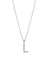 Lotus Silver Collier Lettre L + zircons