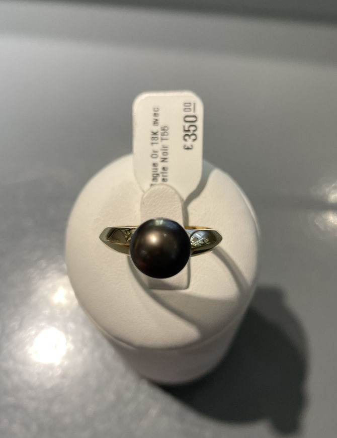 Bague Or 18K avec Perle Noir T55