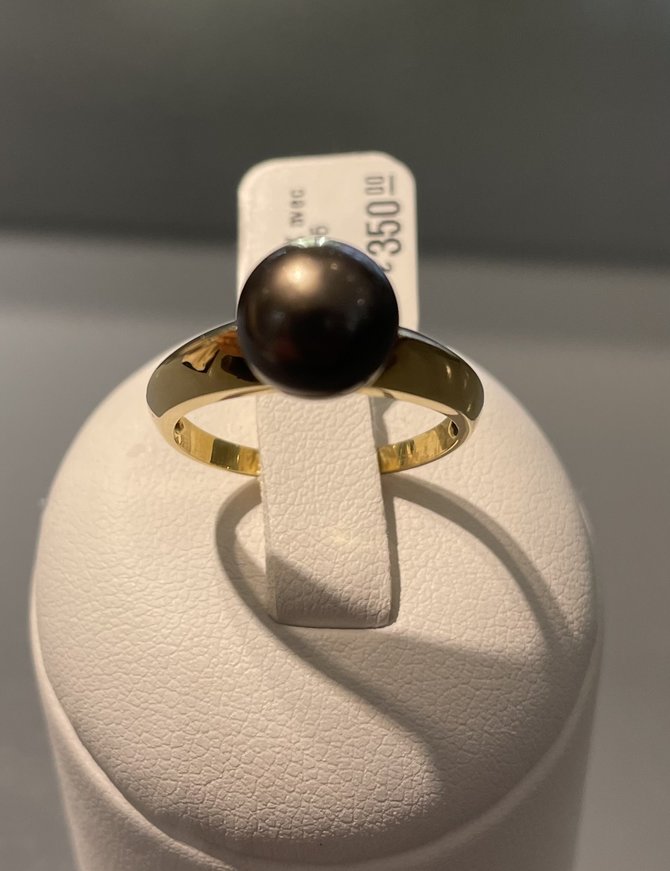 Bague Or 18K avec Perle Noir T55