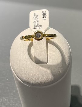 Bague Or 18K avec 1 Diamant 0.10K T56