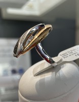 Bague Or Blanc et Jaune 18K + Dia Noir et blanc 0.177K T56