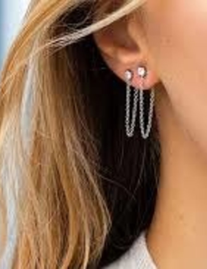 Sif Jakobs Boucle d'oreille Argent avec chainette arrière