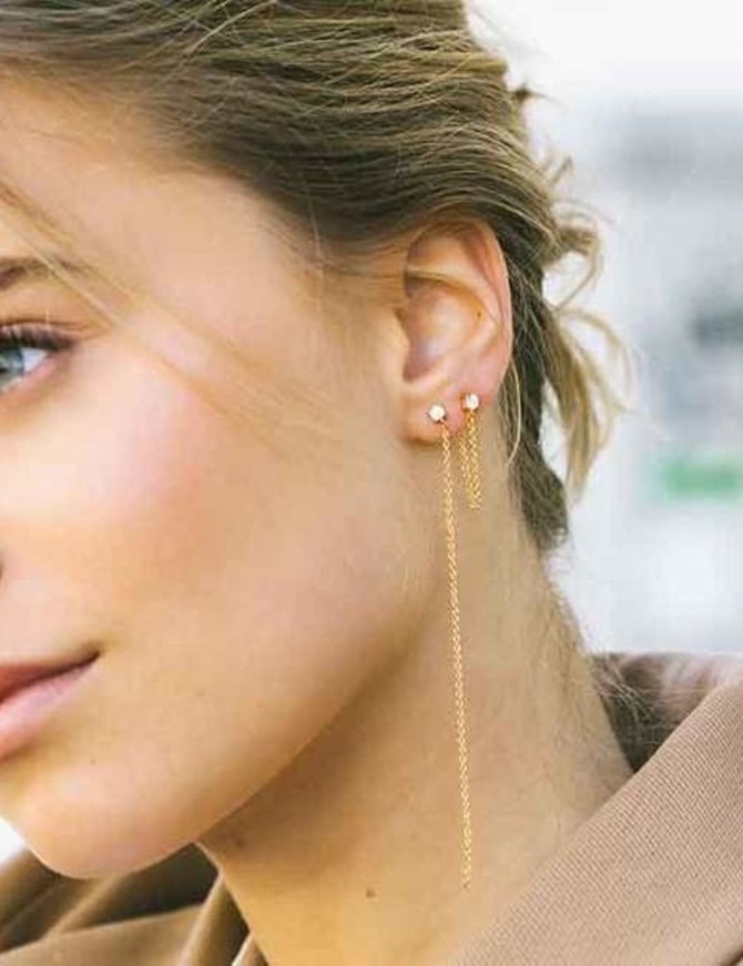 Sif Jakobs Boucle d'Oreille Argent Plaqué Or 18K  avec chainette arr.