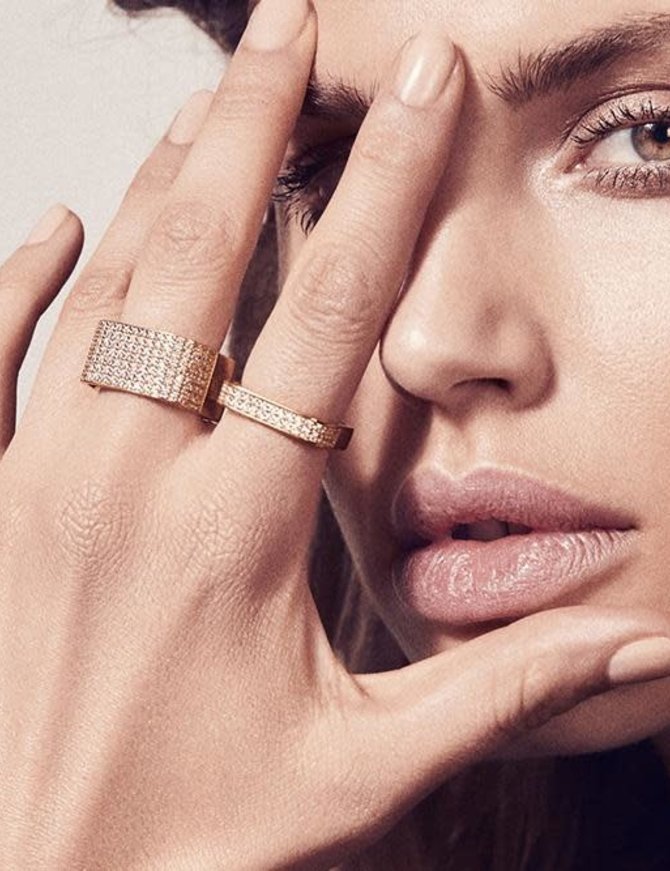 Sif Jakobs Bague Carré Sif Jacobs Argent Plaqué Or 18K T54