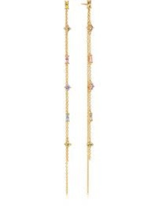 Sif Jakobs Boucles d'Oreilles Argent Plaqué Or 18K Chaine double