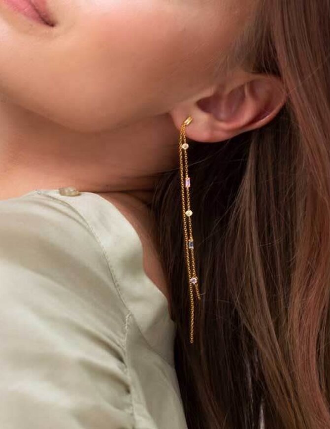 Sif Jakobs Boucles d'Oreilles Argent Plaqué Or 18K Chaine double