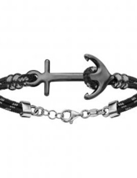 Thabora Bracelet Argent Ancre Marine Noir 16+4cm