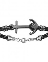 Thabora Bracelet Argent Ancre Marine Noir 16+4cm