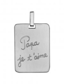 Thabora Pendentif plaque Acier "Papa je t'aime"